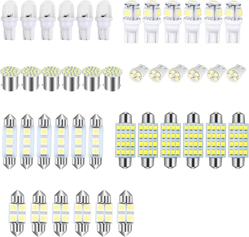 Cbailian Car Interior Combo LED Map Dome Door Trunk License Plate Light Bulbs White 42PCS - Image 1